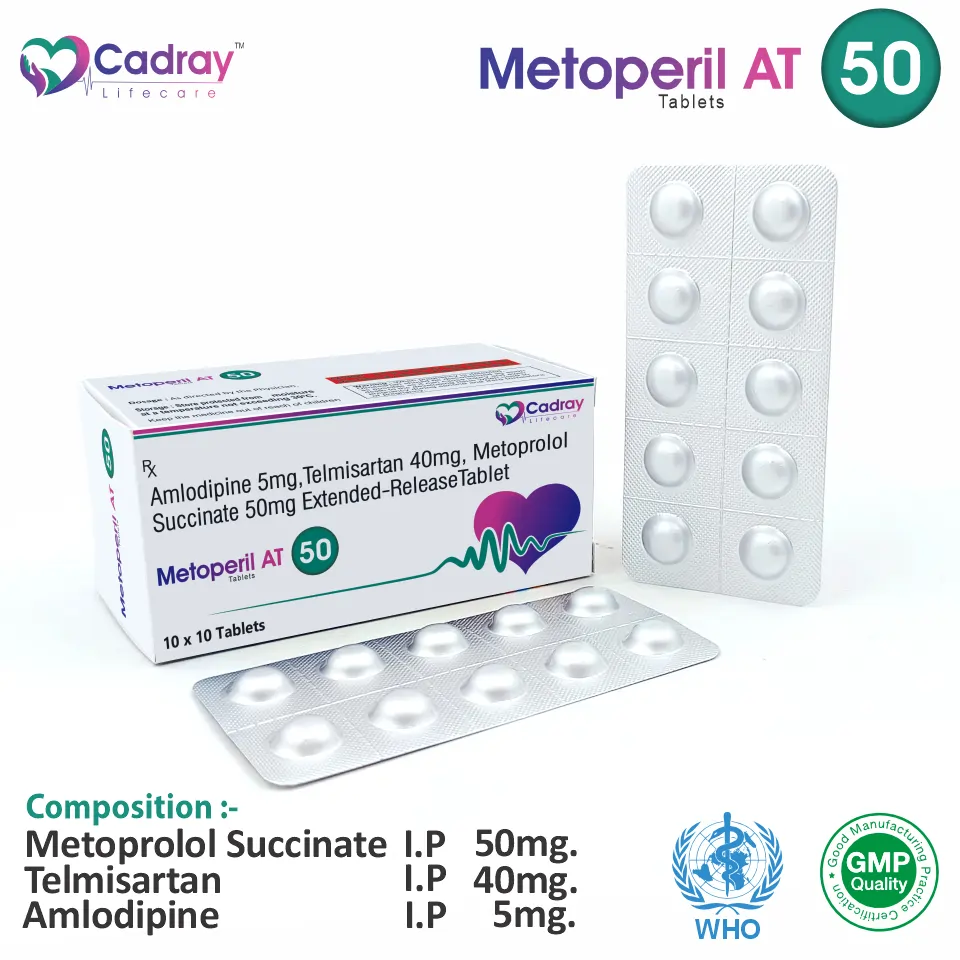 Metoprolol 50mg + Amlodipine 5mg + Telmisartan 40mg Tablet from Top Pharma Company in India
